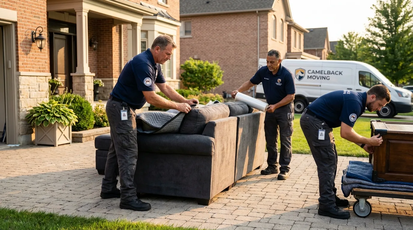 Large estate moving crew wrapping furniture in Chalfont, PA