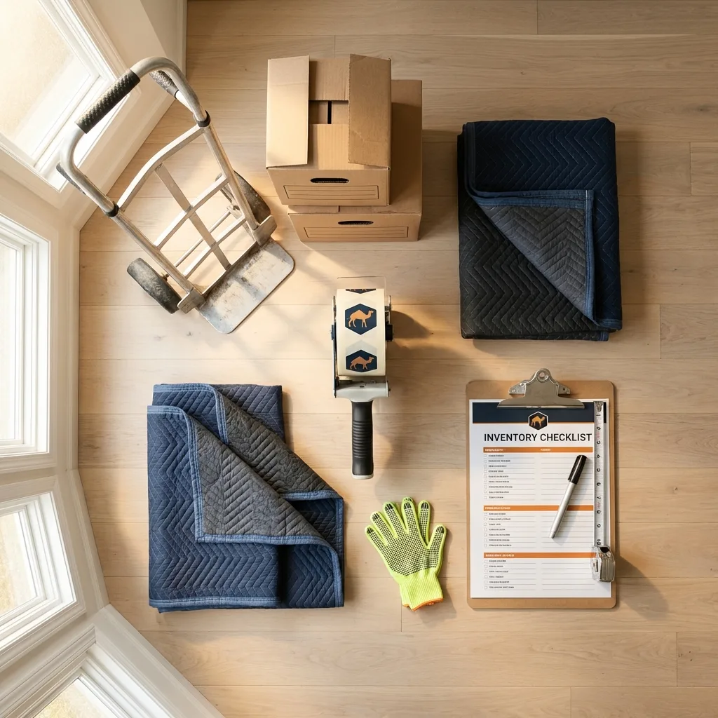 Professional moving supplies and packing materials layout for Chalfont residential relocations